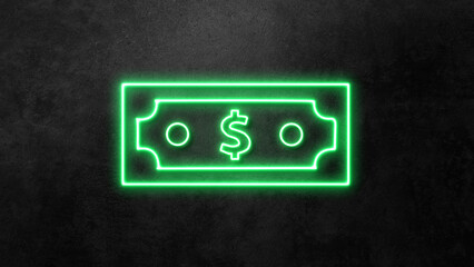 money, finance and banking Advertising design. Bright neon signs, billboards, billboards in neon...