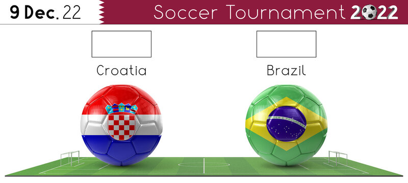 Croatia and Brazil soccer match - Tournament 2022 - 3D illustration