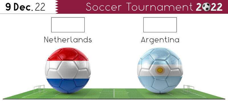 Netherlands and Argentina soccer match - Tournament 2022 - 3D illustration