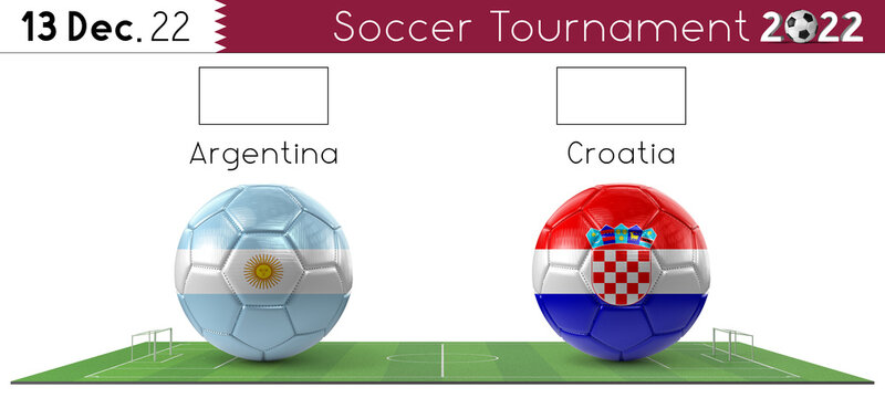 Argentina and Croatia soccer match - Tournament 2022 - 3D illustration