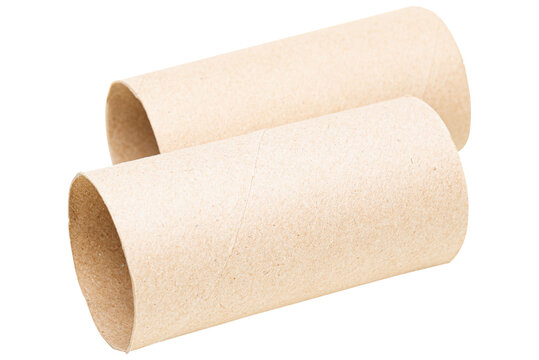 Empty toilet paper rolls isolated on white background. Toilet paper core, Toilet roll core, Toilet paper tube. Paper waste for recycling.