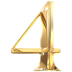 Golden Number 4 3D Rendering