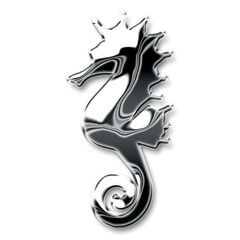 shinny silver chrome metallic effect sea horse