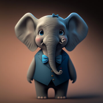 Portrait Of An Elephant With A Bow Tie