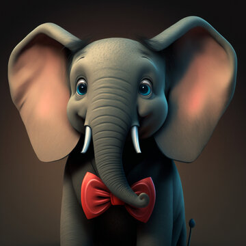 Portrait Of An Elephant With A Bow Tie