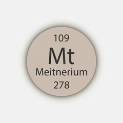 Meitnerium symbol. Chemical element of the periodic table. Vector illustration.