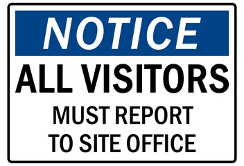 Construction area entrance sign and labels