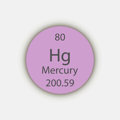 Mercury symbol. Chemical element of the periodic table. Vector illustration.