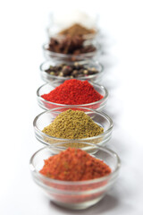 Various spices on a white background. Set of different spices