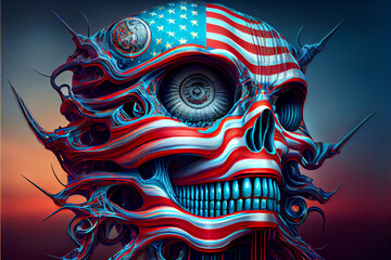 Generative AI abstract render of an American flag