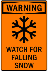 Ice and snow warning sign and labels