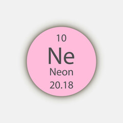 Neon symbol. Chemical element of the periodic table. Vector illustration.