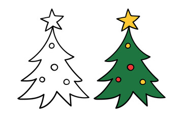 Naklejka na ściany i meble Draw christmas tree Printable cut file for kids shirt