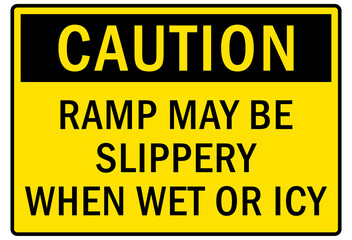 Ice and snow warning sign and labels