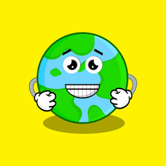 Vector Illustration Cute Earth Globe Character