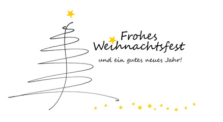 Weihnachtskarte Frohe Weihnachten mit flotter Strichzeichnung	
