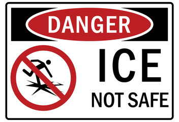 Ice and snow warning sign and labels