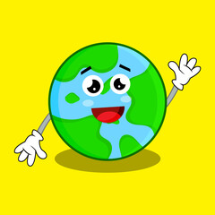 Vector Illustration Cute Earth Globe Character