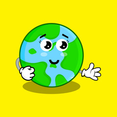 Vector Illustration Cute Earth Globe Character