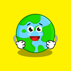 Vector Illustration Cute Earth Globe Character