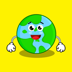 Vector Illustration Cute Earth Globe Character