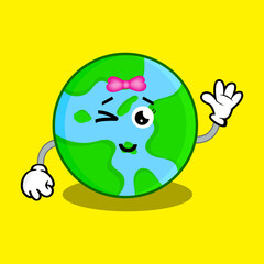 Vector Illustration Cute Earth Globe Character