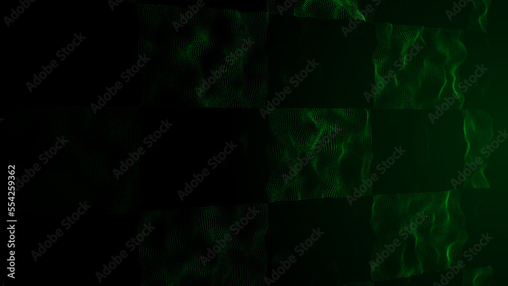 Poster textured wave of particles. visualization of technological connections. molecular connection of part