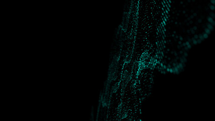 Wave of dots and weave lines. Abstract background. Network connection structure. 3d rendering.