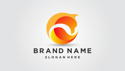 Vector Logo Illustration Bird Gradient Colorful Style.