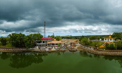 Grand bassin is a relegious place for meditation, pray and relax. Famous touristical destination in Mauritius island.  More hidu gods statue in this place