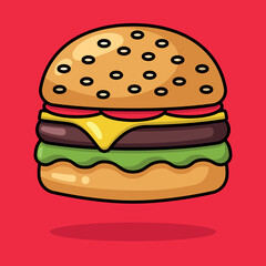 Burger Coloured Outline