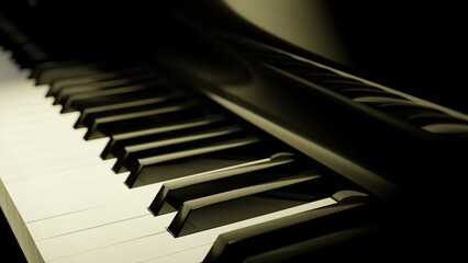 Naklejka premium クローズアップしたピアノの鍵盤のイメージ 
