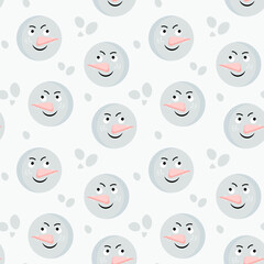 Christmas seamless pattern with snowman on light background