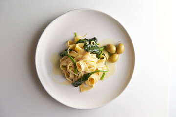 oil pasta on a plate