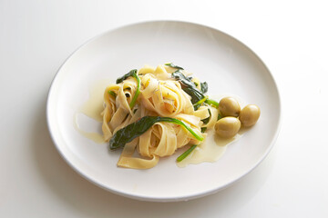oil pasta on a plate
