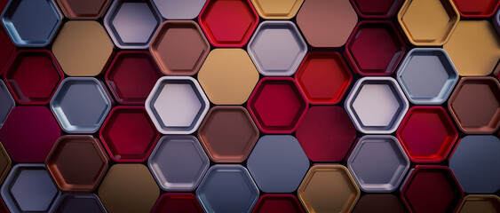 metal hexagon shapes geometric background.