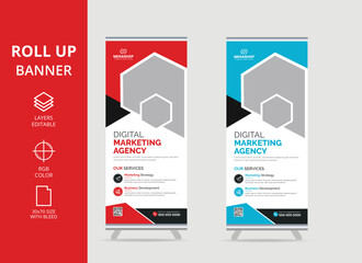 Vertical roll up, x-stand, exhibition display, Retractable banner stand,Roll up banner design template, vertical, abstract background,