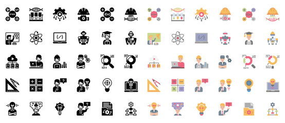 Fototapeta premium Stem Education Icon Vector Illustration, Education, Science, Technology, Engineering, Mathematics