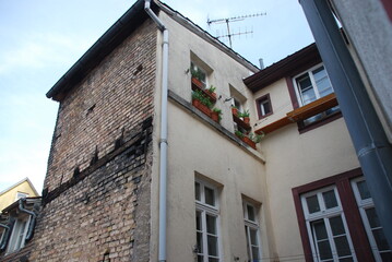 Innenhof mit Blumen historische Altstadt