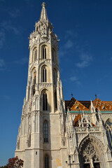 The Matthias Church and blue sky on a sunny day