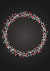 Merry Christmas. wreath of cherry and branches christmas decoration