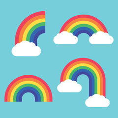 Rainbows On Blue Background