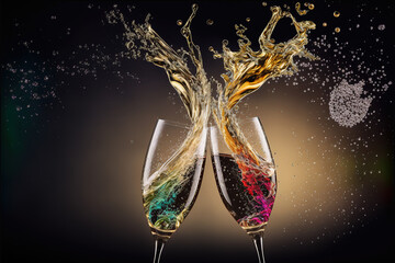 Obraz na płótnie Canvas Celebration toast with champagne,New year party concept with 