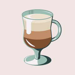 Coffee drinks latte isolated vector illustration. Glass with handle