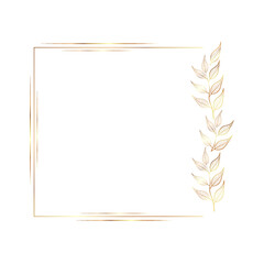 Gold leaves frame vector Background