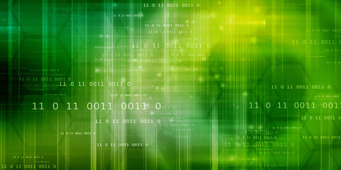 2d illustration abstract digital binary data on computer screen
