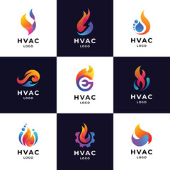 a set of colorful fire and ice logos for HVAC and refrigeration