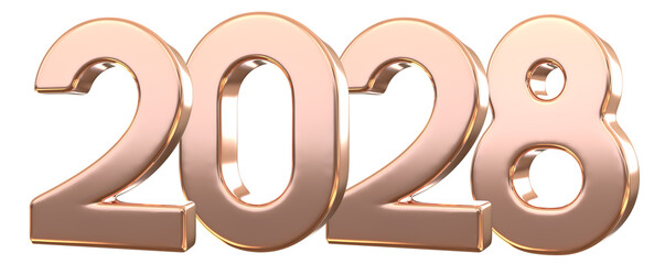 Golden Number 2028 3D Rendering
