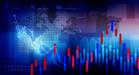 2d rendering Stock market online business concept. business Graph 