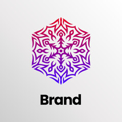 Snowflake luxury Logo. Beauty Flower mandala logo for spa, yoga. Floral flower logo. abstract ornament. real estate logo. snowflake logo.